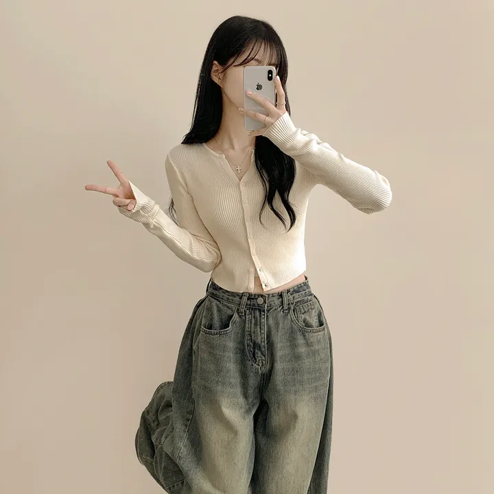 [고퀄!청순여리핏🤍] 러블리색감~ 파스텔 허리잘록 골지 슬림핏 봄여름 긴팔 크롭 니트가디건 소라 딸기우유 여름쿨톤 추천 벚꽃룩 상세 이미지 23