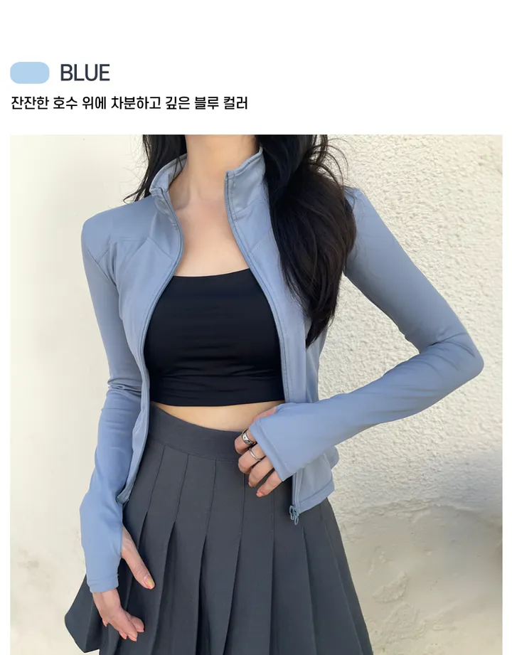 *묶음할인/날씬핏* 에리시 핑거홀 슬림핏 긴팔집업 트레이닝 반넥 하프넥 필라테스 운동 헬스 요가 상의 상세 이미지 22