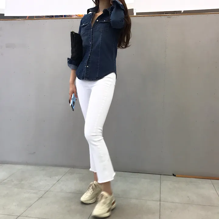 반팔/긴팔 주문폭주 스판 슬림핏 데님 청남방 자켓 셔츠 상세 이미지 17