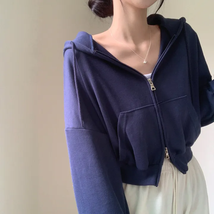 [아방귀염핏💕/투웨이] 로멜 크롭 루즈핏 벌룬 김팔 투웨이 후드 집업 상세 이미지 8