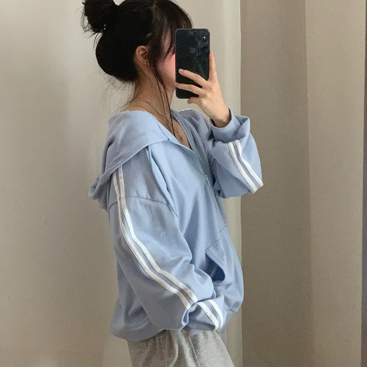 [루즈핏/꾸안꾸🖤] 키트 투라인 후드 집업 점퍼 상세 이미지 43