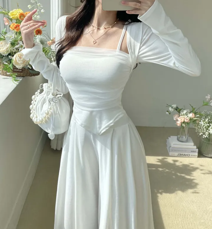 당일🚚[컬러추가❤]4계절티 메쉬 망사 레이어드 볼레로 긴팔t 상세 이미지 7