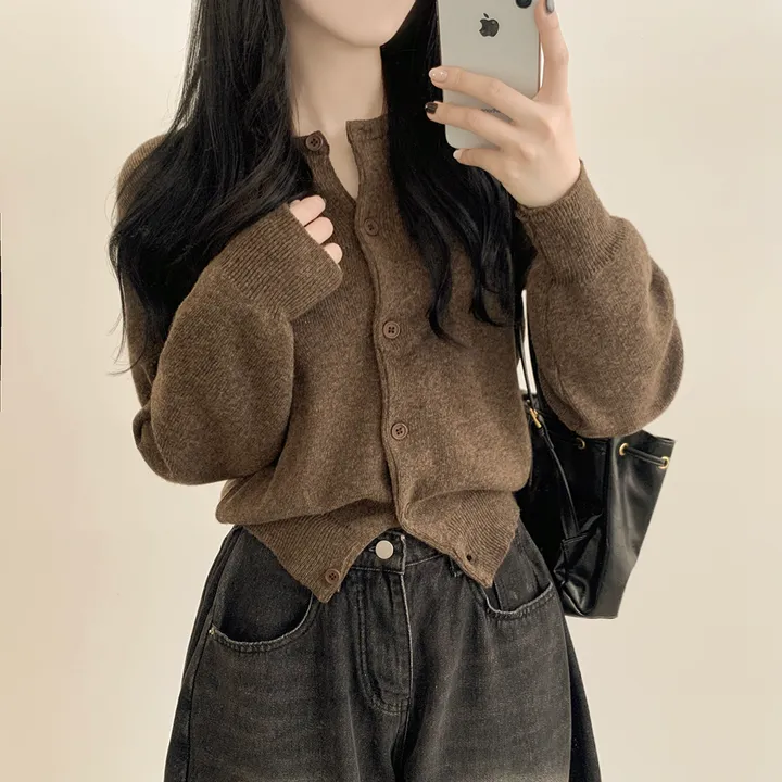 [팔뚝살커버!/포근~] 기본가디건 라운드 세미크롭 아방핏 니트가디건 상세 이미지 13