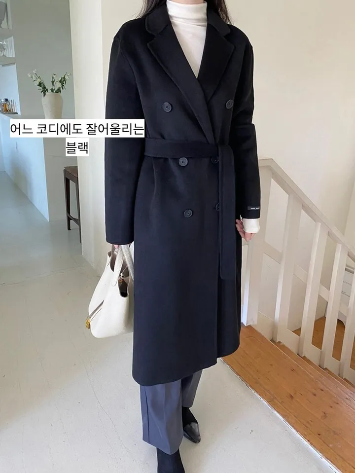 [울100%/갓성비✨]더블 핸드메이드 롱 코트 상세 이미지 8