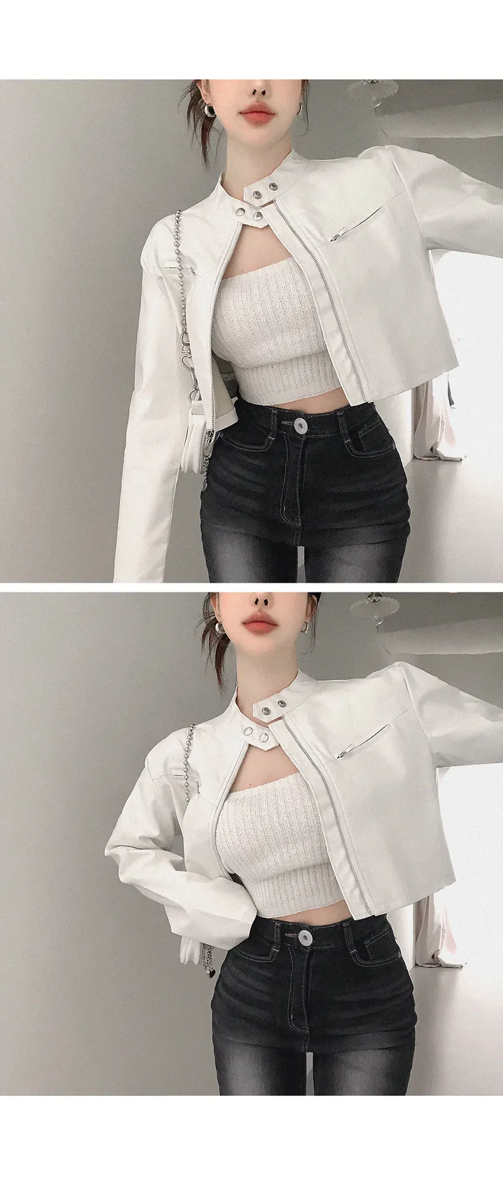 [최저가/가격실화?!] 디케 유니크 Y2K 노카라 크롭 레더자켓 라이더자켓 봄아우터 봄옷 봄신상 가을아우터 가을자켓 상세 이미지 11