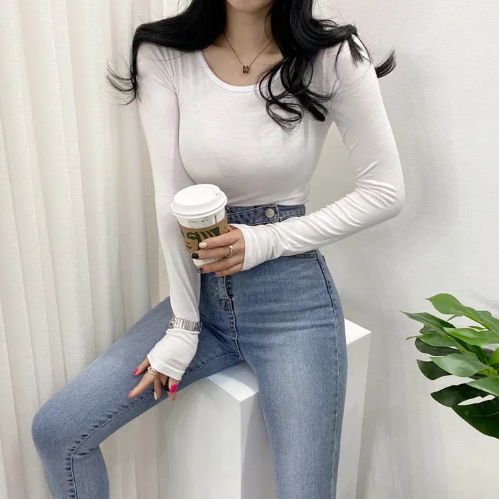 🚀당일발송🚀[묶음할인/10컬러] 봄 가을 말랑 유넥 긴팔 티셔츠 이너티 상세 이미지 4