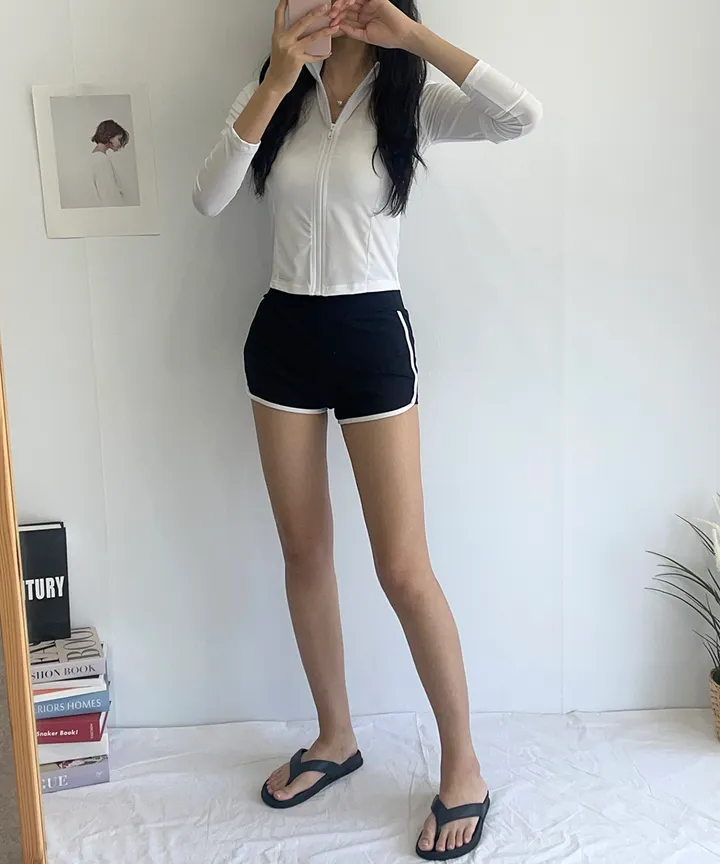 [비치웨어!] 심플 라인 집업 래쉬가드 (3color) 상세 이미지 1