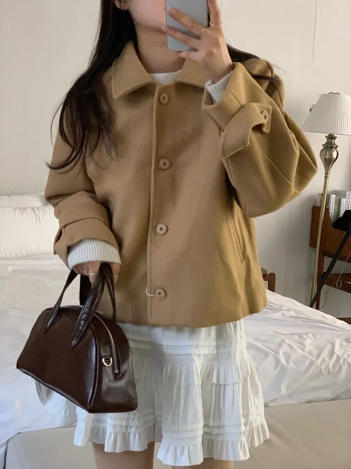 [아방루즈핏/💞러블리] 머스 카라 숏 코트 자켓 모직코트 상세 이미지 29