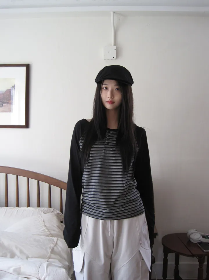 긴팔 티셔츠 모델 착용 이미지-S1L21