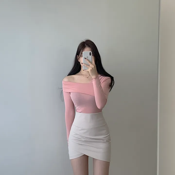 (여리글램핏ღ) 스윗 사선 오프숄더 긴팔 티셔츠 5color (S/S) 상세 이미지 16