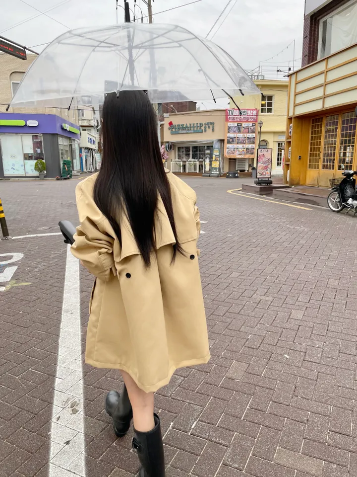 [하이퀄리티 얼굴소멸] 바로배송 뒷태존예핏 와이드 하프 하이넥 트렌치 코트 상세 이미지 18