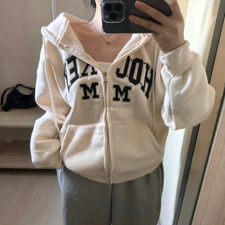 [핏예쁨/기모] 오버핏 자수 기모후드집업 상세 이미지 8