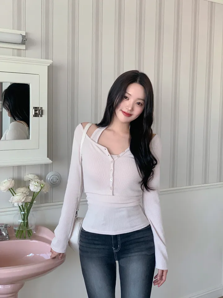[MADE][2pcs,승모근소멸🤍] 키싱 홀터넥 나시 가디건set (4color) 상세 이미지 49