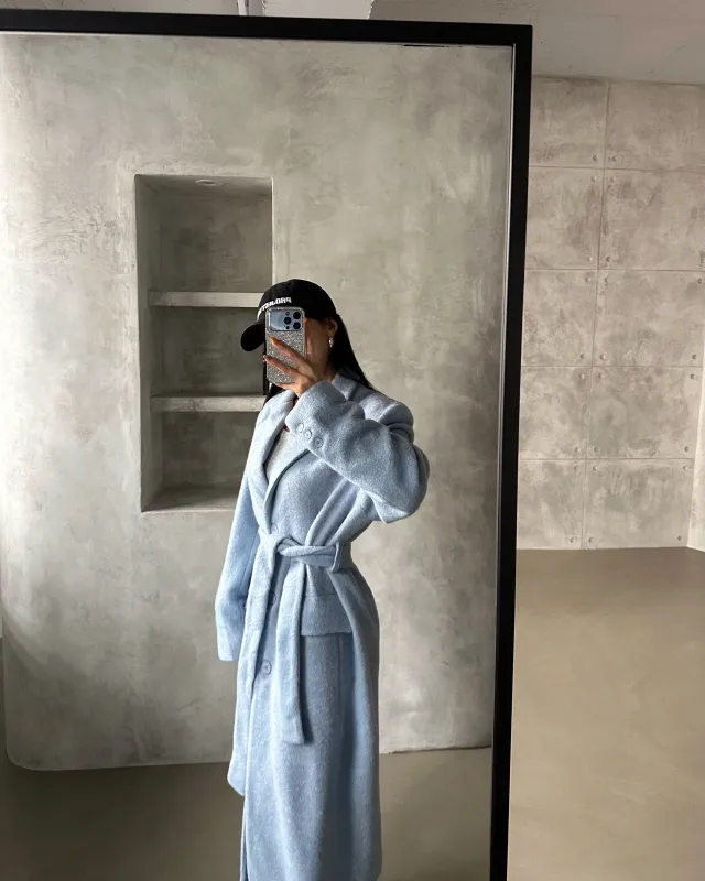 [SALE] 포그니 벨트 롱 코트 SKYBLUE COLOR 상세 이미지 7