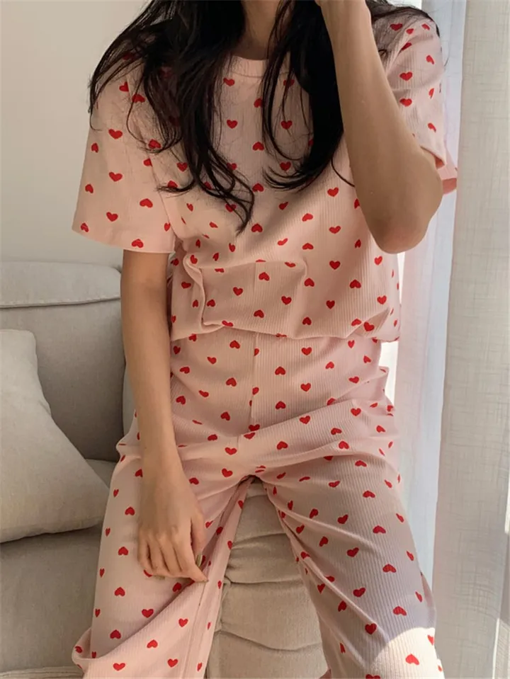 텐마 하트 반팔 긴바지 홈웨어 상하세트 파자마 잠옷세트 상세 이미지 7