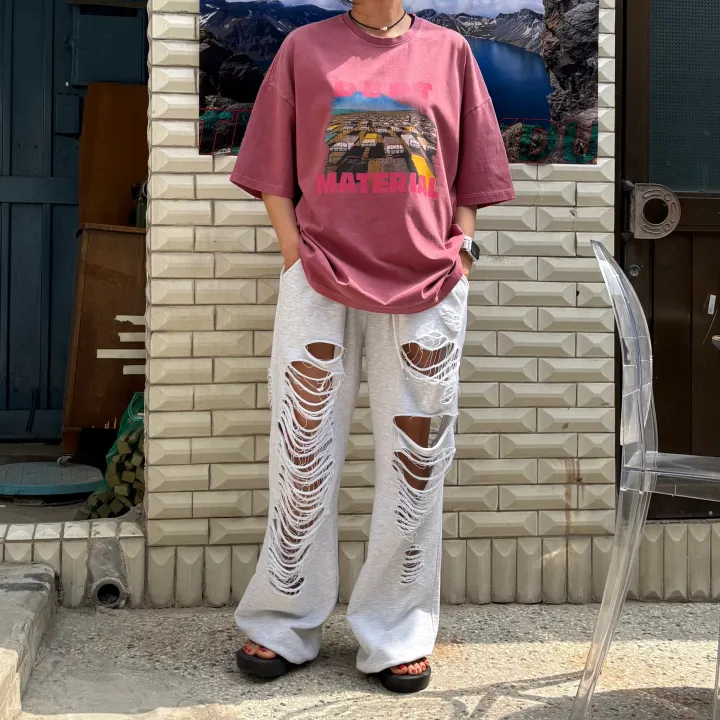 [허리~63까지 MD 추천🤩] 데미지 디트로이드 제니팬츠 / 유니크 스트릿 댄스복 페스티벌 체육대회 빅사이즈바지 세미 부츠컷 조거팬츠 봄바지 여름바지 댄스복 하비언니 와이드팬츠 상세 이미지 36