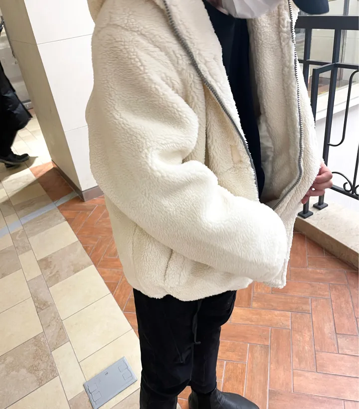덤블 헤비 양털 패딩 오버핏 투웨이 스트링 후리스 뽀글이 후드 집업 자켓 점퍼 상세 이미지 106