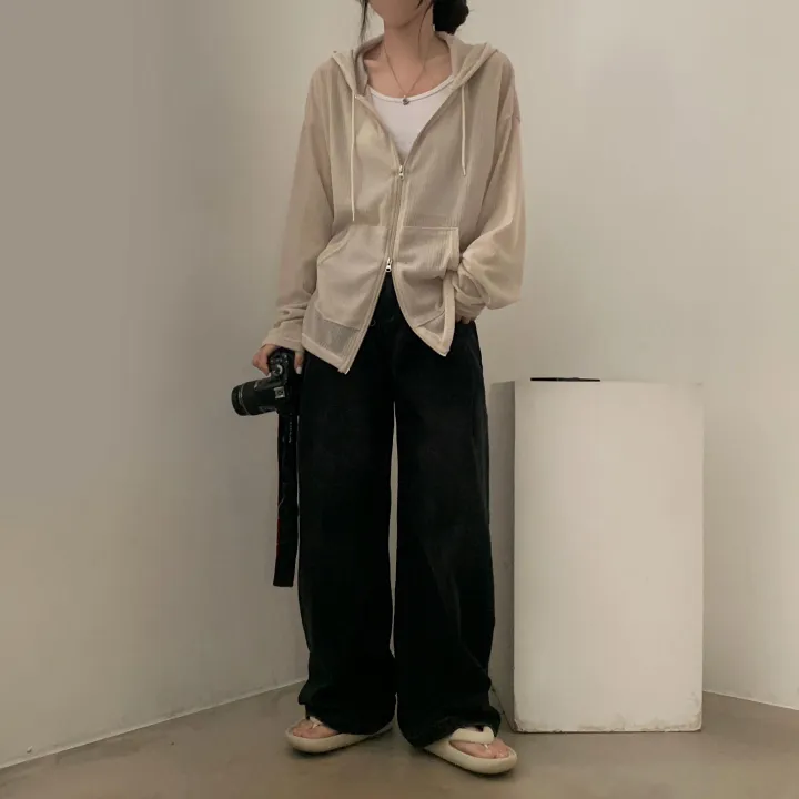 [여름아우터!/은은한비침] 한여름까지 필요한 투웨이 시스루 니트 후드집업,점퍼 - 5color 상세 이미지 23