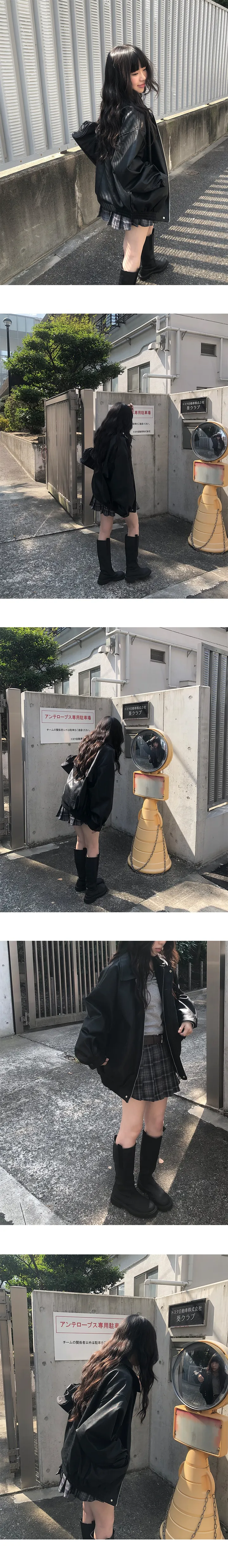 [간절기/퀄리티🖤] 밀런 오버핏 레더 블루종 가죽자켓 상세 이미지 9