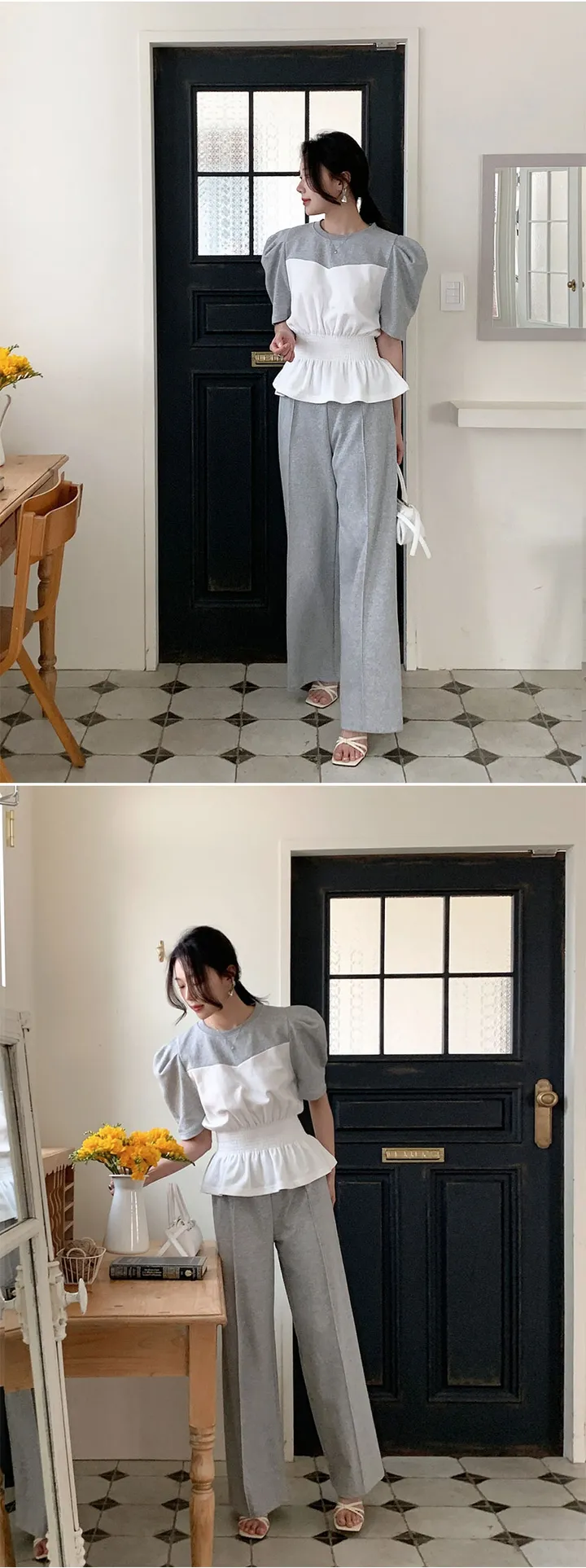 신상💛[2color] 러블리 커리어우먼 배색 상하의 set 상세 이미지 6