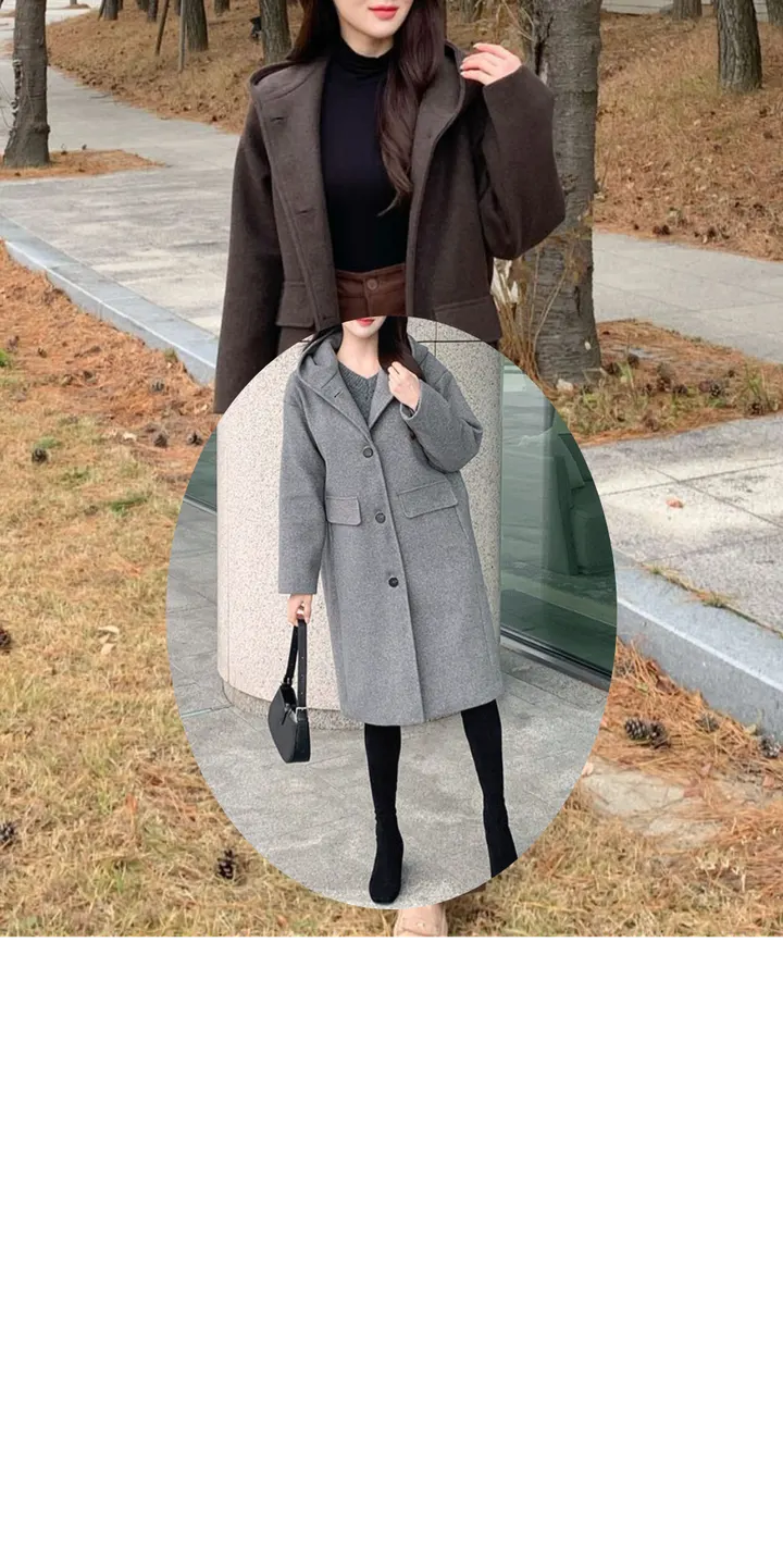 [겨울신상✨] 후드 울코트 / 롱코트 후드코트 떡볶이코트 겨울코트 겨울자켓 핸드메이드 코트 숏코트 퍼코트 모직코트 울코트 연말룩 벨트코트 밍크코트 롱패딩 숏패딩 코듀로이 기모 케이프코트 망토코트 숄코트 무스탕 퍼자켓 더블코트 하프코트 기모 후드롱코트 겨울 상세 이미지 1