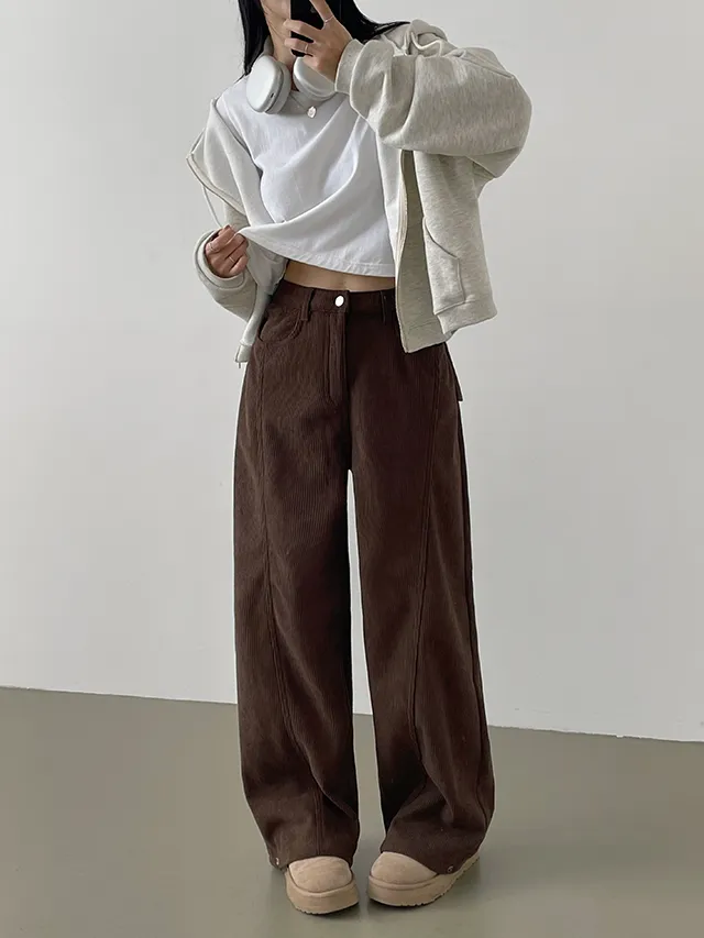 [한파대비/3기장~2XL!] 스냅버튼 융기모 코듀로이 골덴 폴딩 와이드팬츠 4color 상세 이미지 22