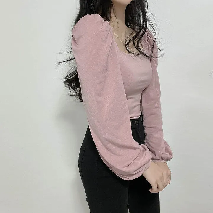 [속옷비침X!묶음할인]여리글램 퍼프 모어 스퀘어 반크롭 긴팔T 4col 상세 이미지 30