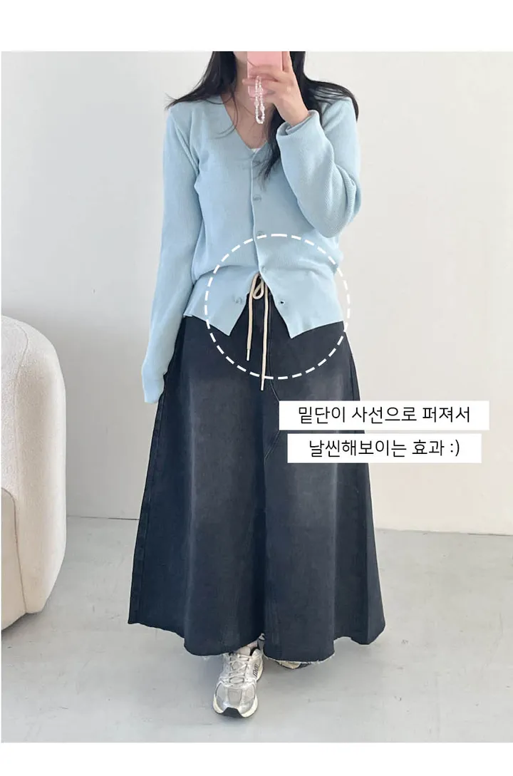 [여리여리핏/데일리템💗][봄🌷]브이넥 리브이 루즈핏 골지 긴팔가디건 세미크롭가디건 상세 이미지 3