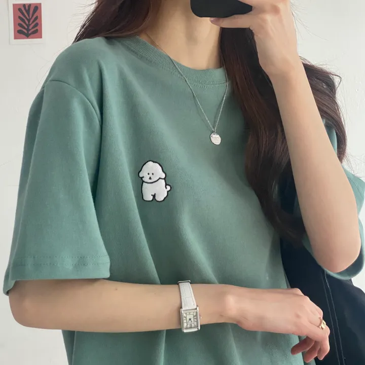 [묶음 할인/꾸안꾸] 귀여운 흰둥이 패치 반팔티 5color 상세 이미지 27