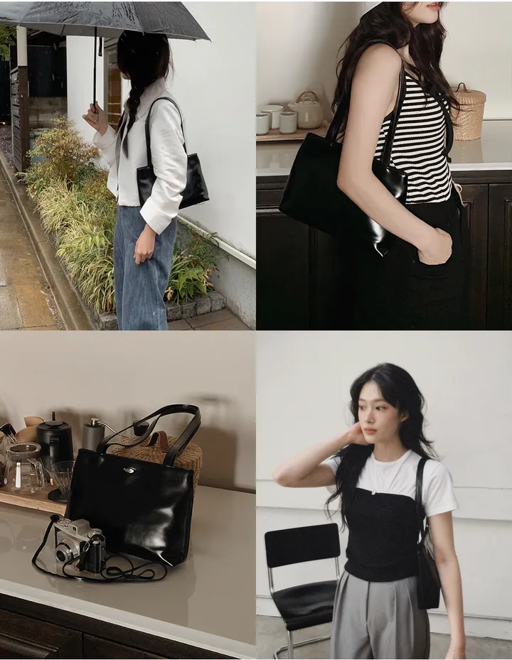 [🤎데일리/가벼움] #LENTO. Bazil Everyday bag  - 5 color (SLOWMADE/자체제작/비건레더/플레인/실버백/글로시) 상세 이미지 14