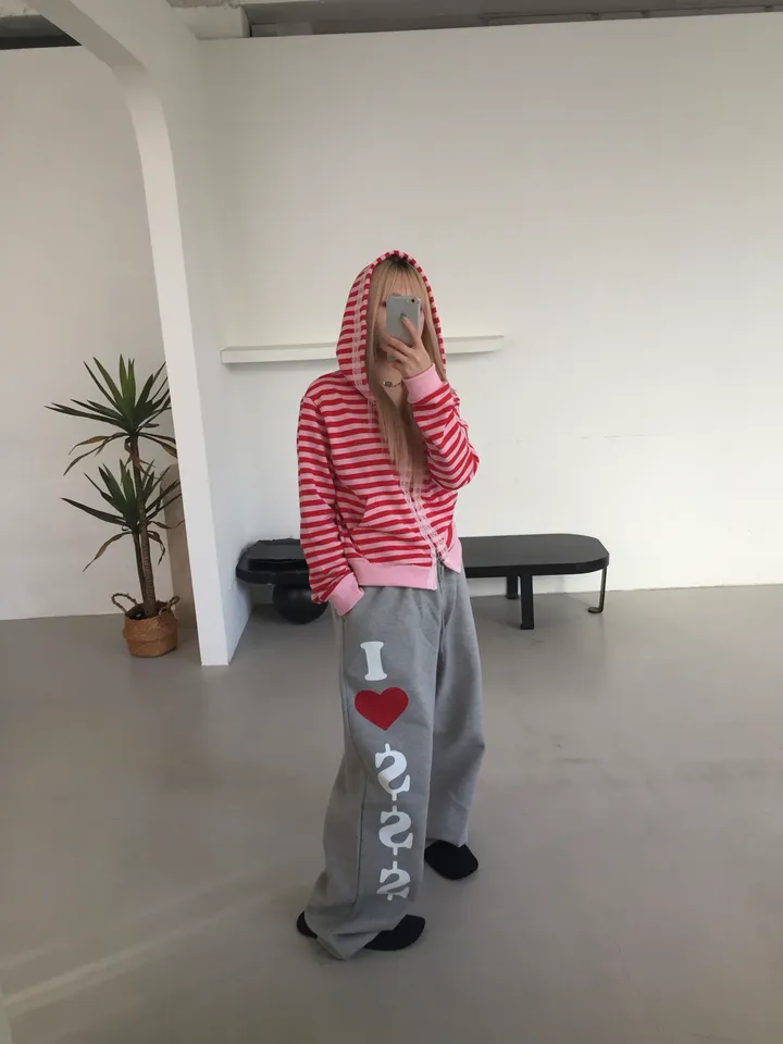 striped lace hooded zip-up [3color] 상세 이미지 2
