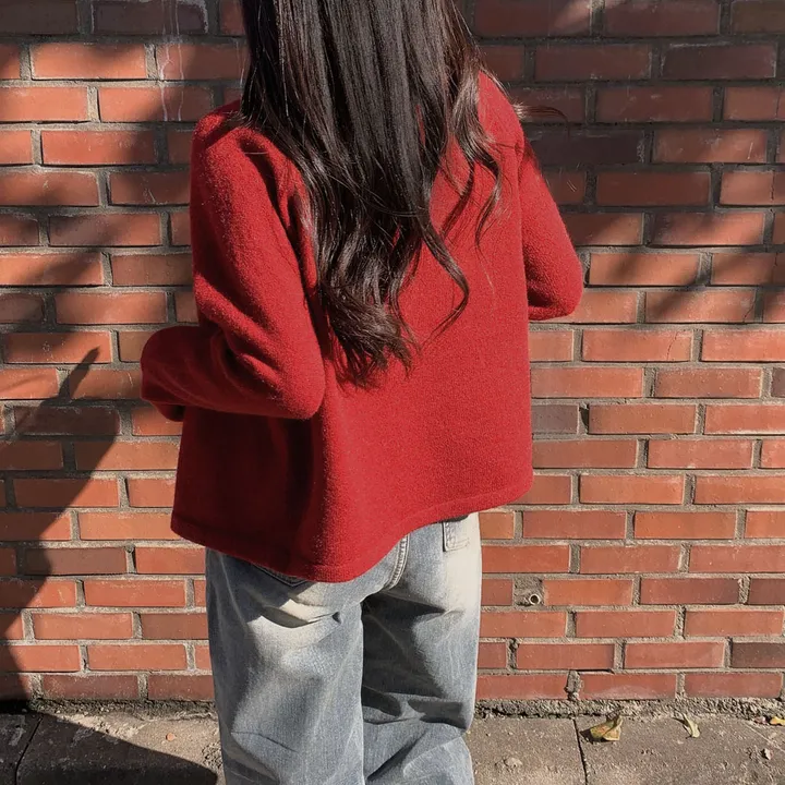 [new컬러추가!/피부하얘보이는❤️]얼굴에 형광등 켰어? 피부 하얘보이는 이유2, 배색 라인 라운드넥 니트 가디건 상세 이미지 15