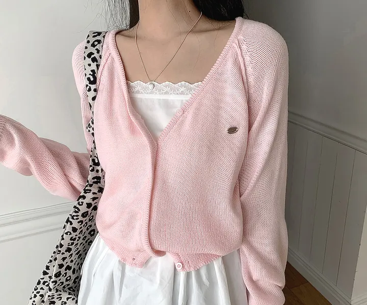 [데일리가디건💗] 데이쥬 팬던트 루즈핏 레이어드 브이넥 니트 가디건 봄 여름 가을 / 벚꽃룩 캠퍼스룩 데일리룩 클래식블랑 상세 이미지 14