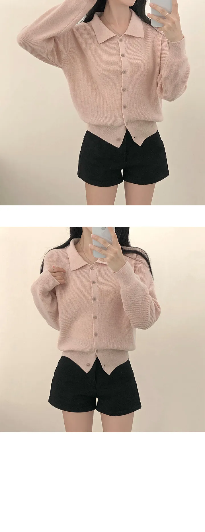 [캐시미어/국내제작] 아펠 오픈 카라 긴팔가디건 상세 이미지 6