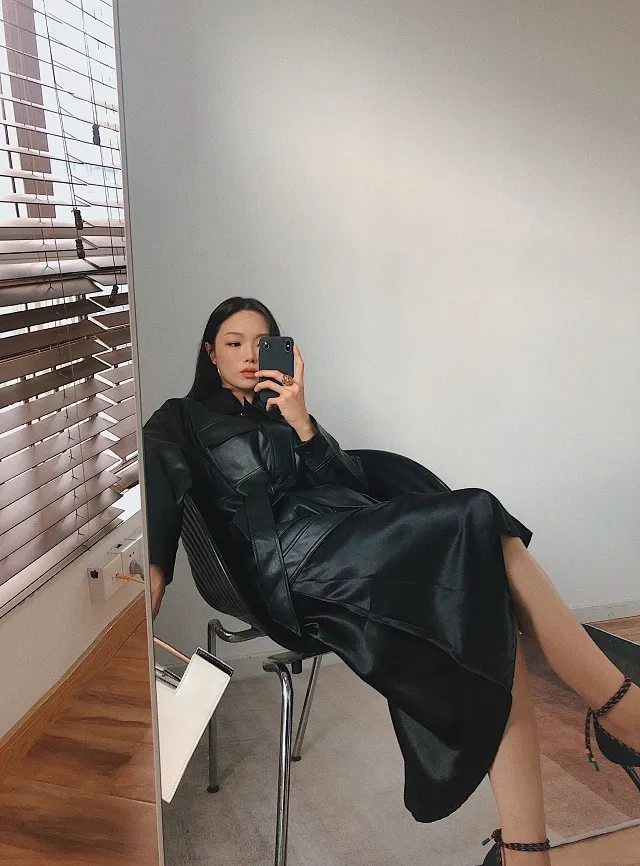 [당일발송/🍂후기극찬!!] 오버핏 박시 레더 허리스트랩 하프 가죽 자켓 상세 이미지 12