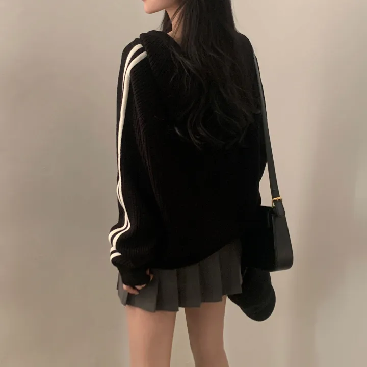 [투웨이!/저렴이XX] 펌킨 배색 라인 투웨이 오버핏 후드집업,니트가디건 - 4color 상세 이미지 40