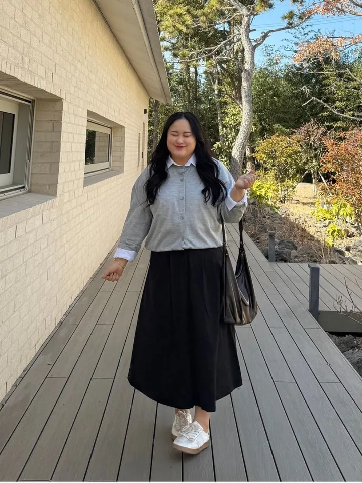 버튼 쭈리 가디건 빅사이즈 셔츠 레이어드 하기 좋은 아우터 간절기 가디건 상세 이미지 20