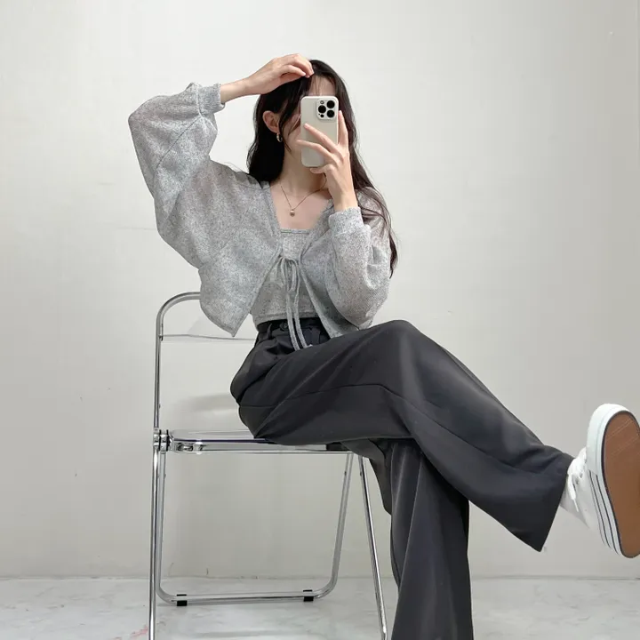 (3col) 루즈핏 볼레로 리본 긴팔 가디건 상세 이미지 18