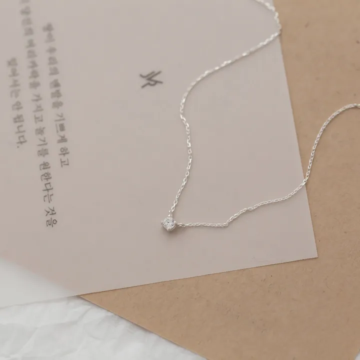 실버925 퓨어 미니 3mm 심플 큐빅 목걸이 02 상세 이미지 9
