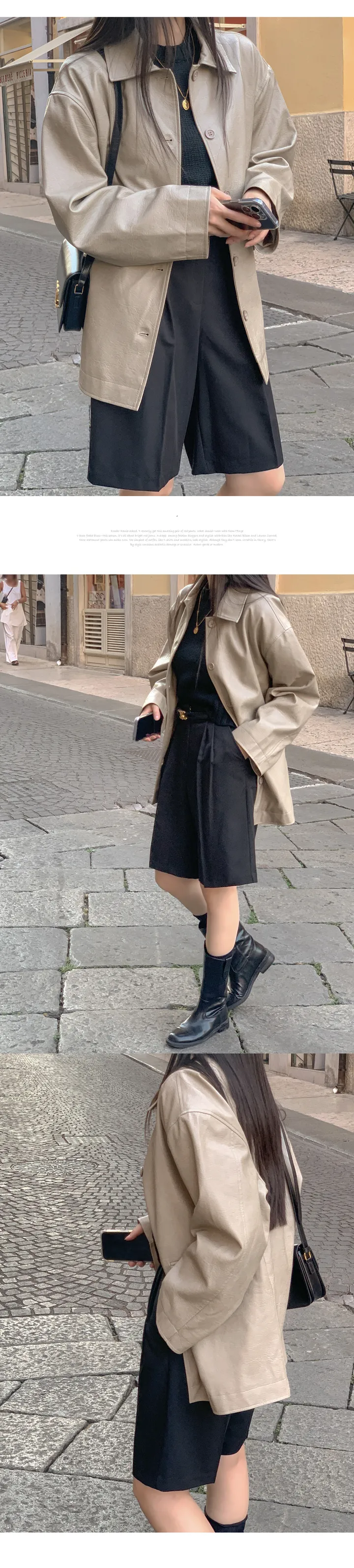 [자체제작/오늘출발/1만장돌파!]#봄🌷 바텐 오버핏 하프 레더 자켓 (데일리룩/개강룩/봄아우터/봄자켓/레더자켓/가죽자켓/루즈핏) 상세 이미지 53