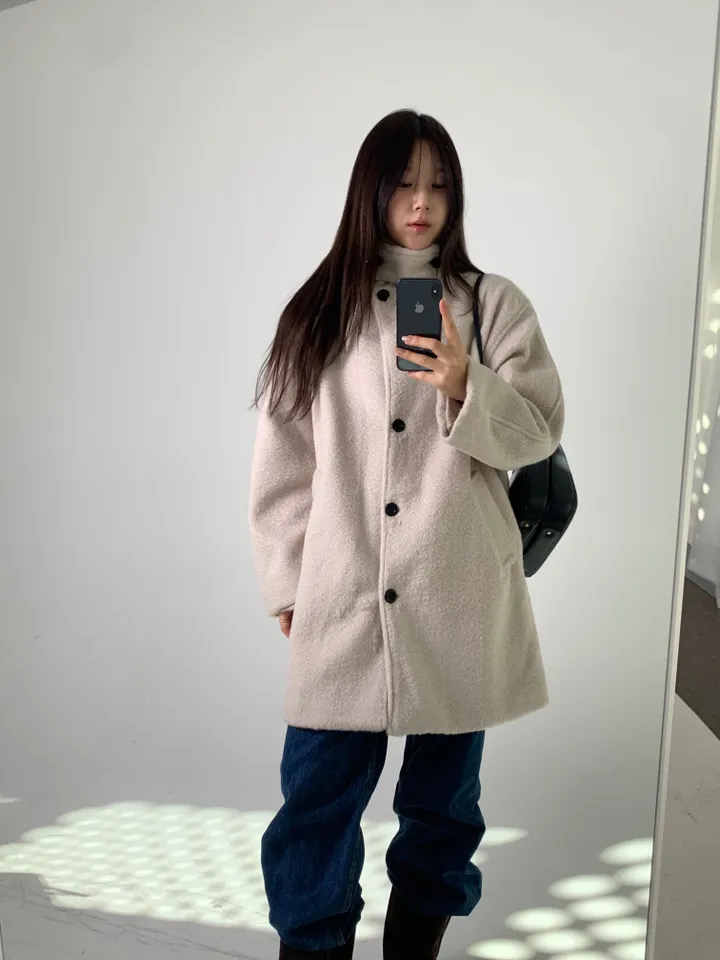 [최저가]하이넥 부클 반코트 하프코트 상세 이미지 8