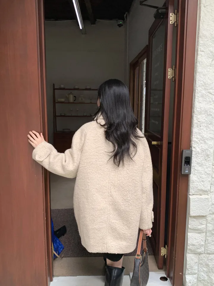 [안감누빔]테이퍼 부클 하프코트*베이지 당일발송 상세 이미지 6