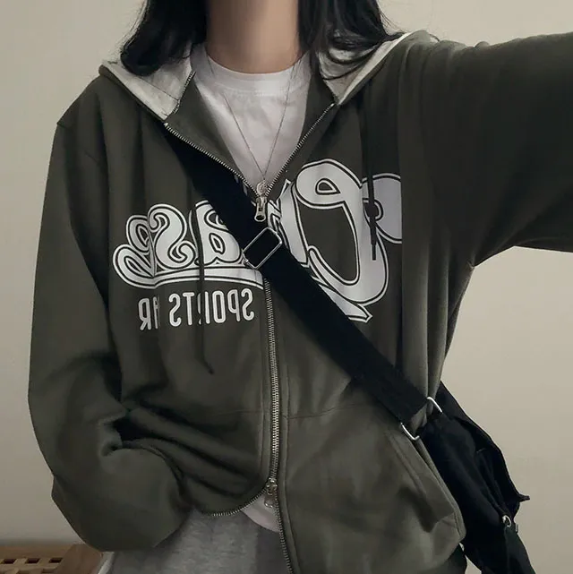 [봄아우터!/박시핏] 체이스 배색 레터링 투웨이 후드집업 4color 상세 이미지 6