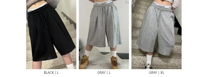 [UNISEX/기획특가/2size!]원턱 라인 루즈 와이드 버뮤다 트레이닝 하프 팬츠(5color) 상세 이미지 2