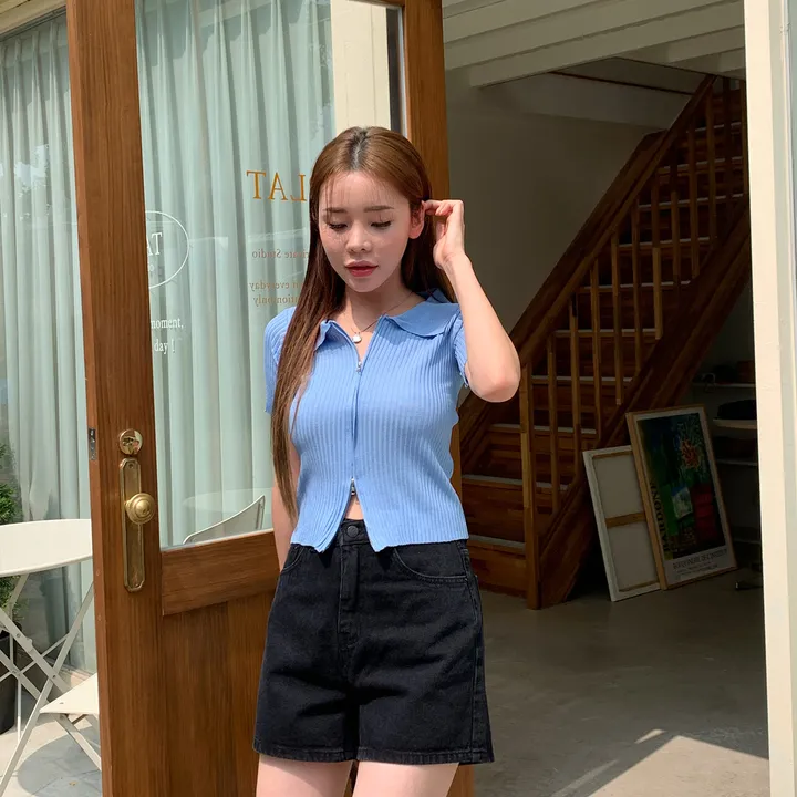 양지퍼반팔가디건 지퍼니트가디건 상세 이미지 14