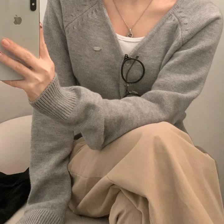[스탠다드핏/데일리🤎] 리너스 실버 펜던트 나그랑 브이넥 니트가디건 - 6color 상세 이미지 8