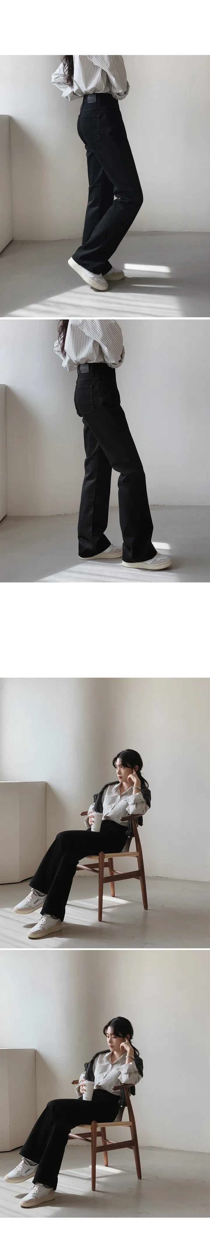 [🖤핏보장] 프리미엄 세미부츠컷 블랙진 (+베이직/롱ver) - 4 size (SLOWMADE/자체제작/부츠컷/인생데님/난스판/키작녀바지/블랙데님/사이즈세분화) 상세 이미지 13