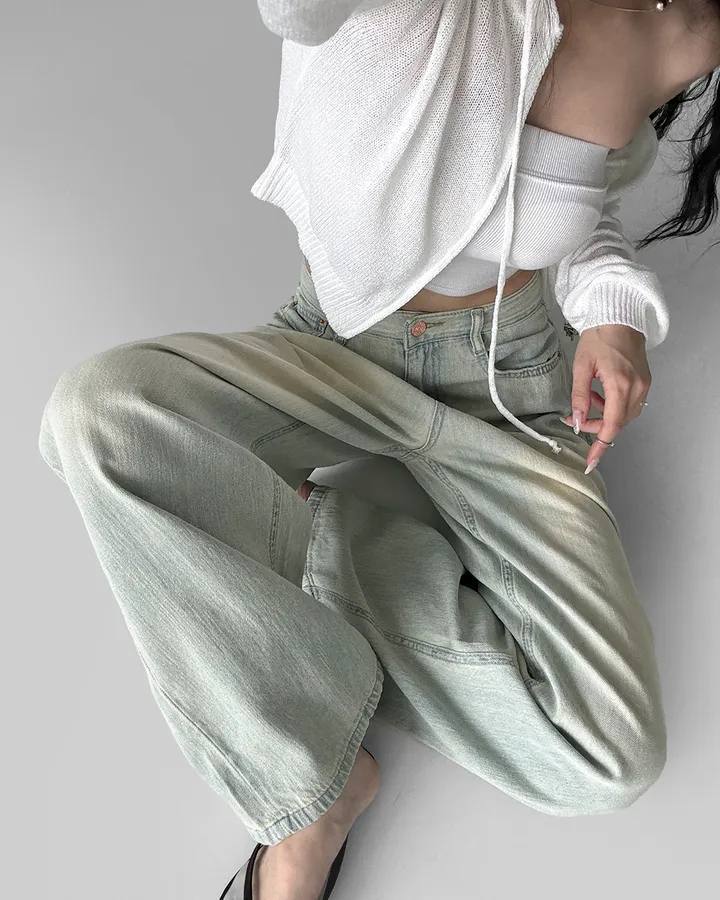 [후들후들 원단] 잔나비 소프트 워싱 와이드 루즈핏 얇은 원단 여름 데님 팬츠 청바지 상세 이미지 65