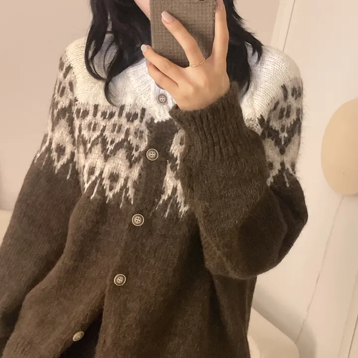 [손등덮는/🧶여리포근] 겨울 필수 아이템! 아벨 노르딕 앙고라 긴팔 니트 가디건 상세 이미지 11