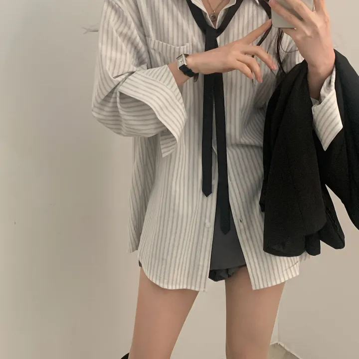 [한여름까지~/오버핏✨] 허니 스트라이프 코튼 포켓 오버핏 셔츠,남방 - 3color 상세 이미지 21